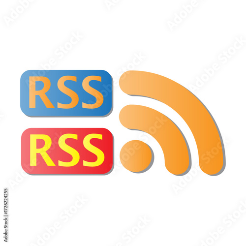 Graphic illustration of web feed technology icon for automated digital content and news updates