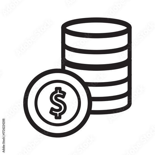 Stack of US Dollar Coins with Dollar Sign Symbol, Financial Wealth and Money Concept