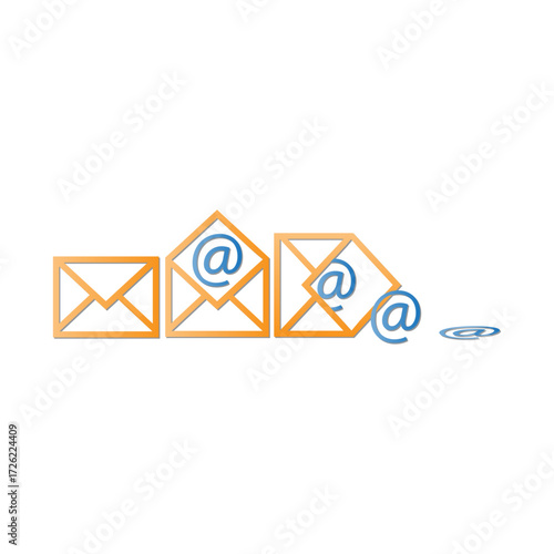 Conceptual illustration of the email process, showing an envelope opening to reveal an attachment