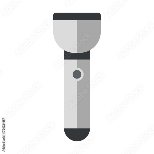 Simple flat vector icon of a flashlight, a portable torch for light and emergencies. Isolated object