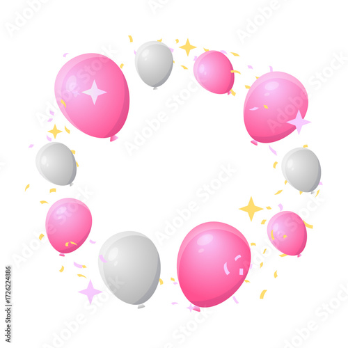 pink birthday balloons frame copy space decoration