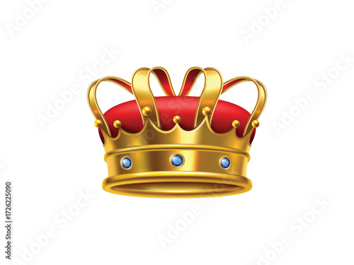 3D rendered golden crown isolated on a clean white background with detailed reflections and luxury royal design suitable for jewelry, fashion and royalty themes