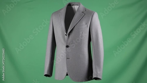 Displaying Grey Suit Jacket in Studio with Green Screen Background