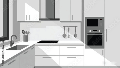 Modern Geometric Kitchen Illustrator Artwork Banner Background Design Template 