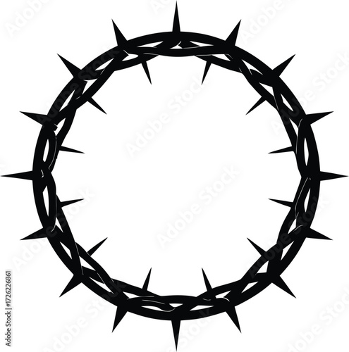 holy crown of thorns black silhouette vector icon .eps