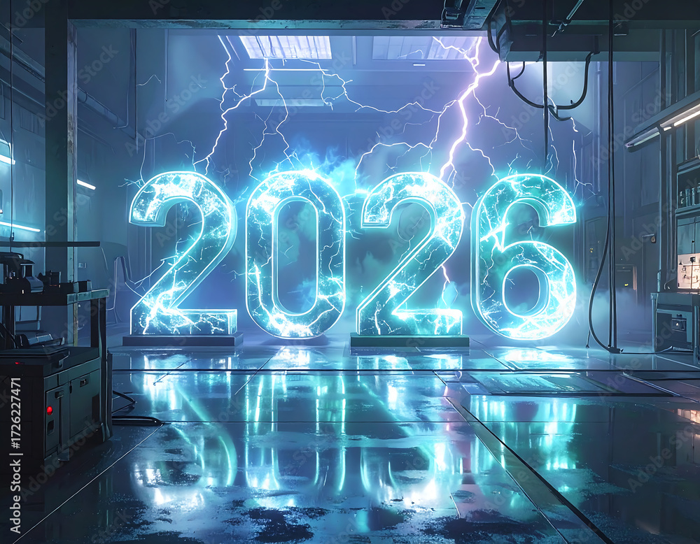Obraz premium Electrifying Year 2026 in Laboratory.