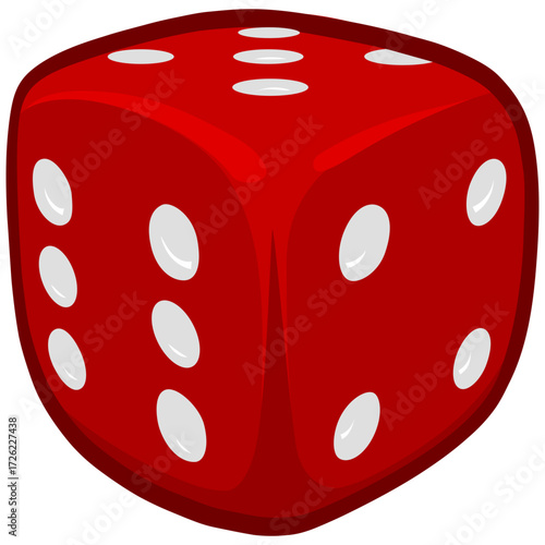 Red Dice Drawing Cartoon Vector Illustration
