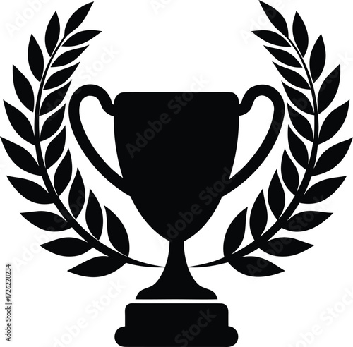 laurel wreath victory trophy black silhouette vect.eps