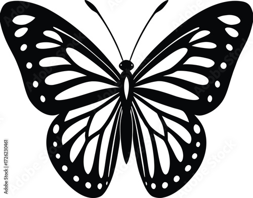 monarch butterfly resting silhouette vector on whi.eps