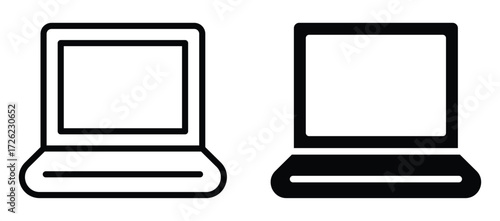 Minimalist Outline of Laptop Design in Black and White Colors