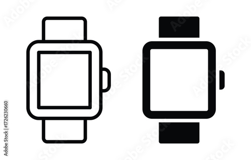 Modern Smartwatch Design Outline in Black and White Style