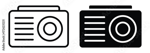 Vintage Radio Icon Set in Black and White for Retro Design Projects