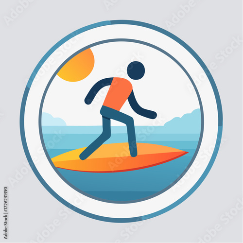 Vector surfing icon ideal for digital projects, a sports graphic designed for easy integration using green screen and chroma green video technology for creative screen effects