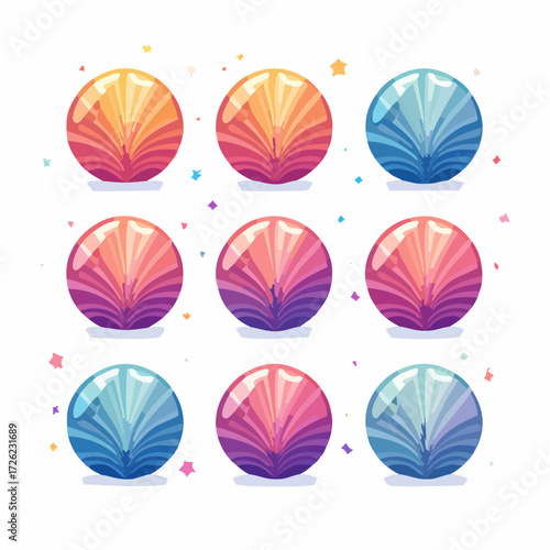 Colorful abstract design elements for visual effects and technology, including green screen and chroma keying