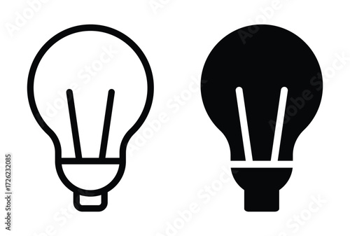 Light Bulb Outline Design in Black and White for Modern Graphics