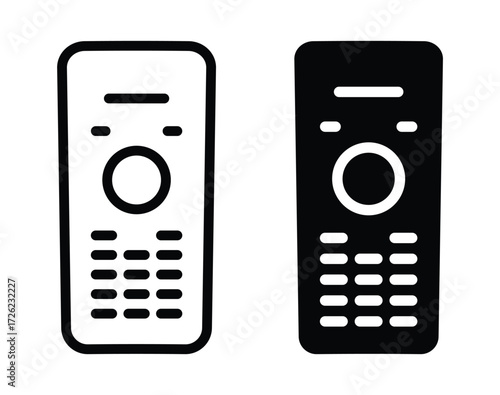 Minimalist Remote Control Icons in Black and White for Digital Art