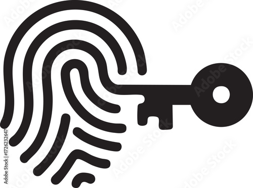 Biometric Access Key and Fingerprint Scan Security Silhouettes Vector