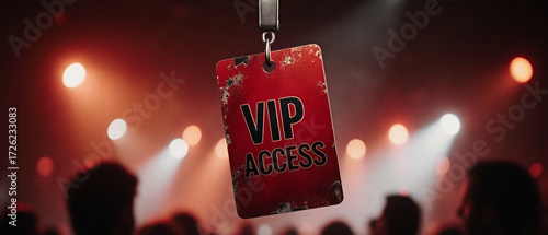 exclusive vip access pass with vibrant red bokeh and dynamic night event atmosphere | nightlife, entertainment, events, luxury, admission theme