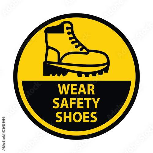 Safety Shoes Sign for Construction Sites and Industrial Workplaces