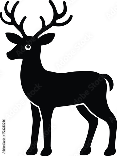 reindeer black vector icon isolated on white backg.eps