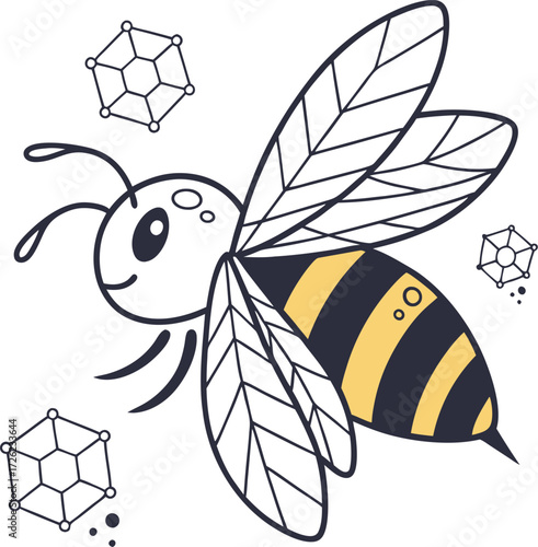 Cute bee with honey cartoon vector illustration