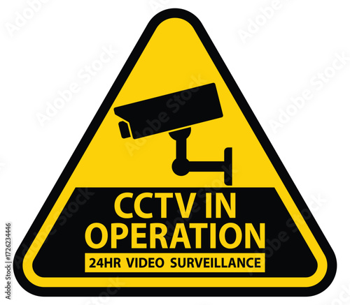 Caution Sign Indicating Active CCTV Surveillance for Security Monitoring