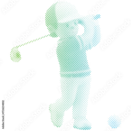 Wallpaper Mural Halftone dots pattern of a male golf player with cartoon style with gradien colour Torontodigital.ca