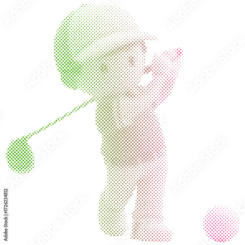 Wallpaper Mural Halftone dots pattern of a male golf player with cartoon style with gradien colour Torontodigital.ca
