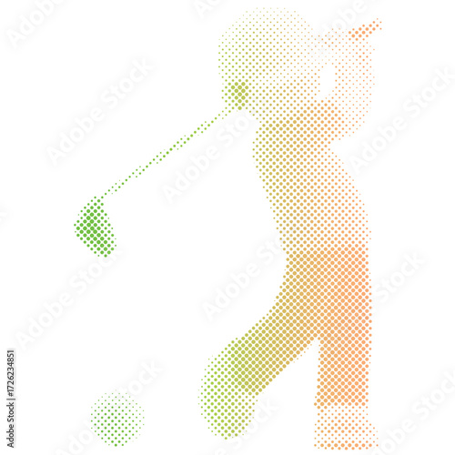 Wallpaper Mural Halftone dots pattern of a male golf player with cartoon style with gradien colour Torontodigital.ca