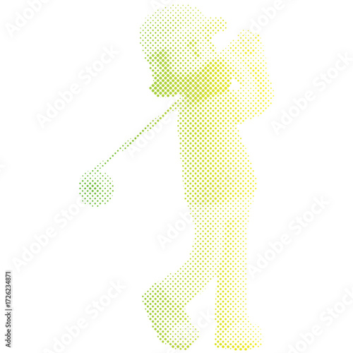 Wallpaper Mural Halftone dots pattern of a male golf player with cartoon style with gradien colour Torontodigital.ca
