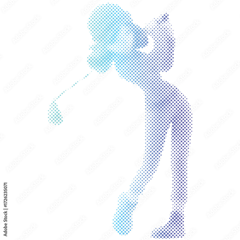 custom made wallpaper toronto digitalHalftone dots pattern of a female golf player with cartoon style with gradien colour