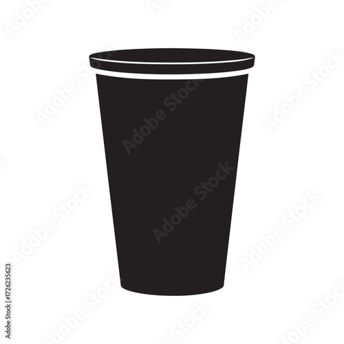 Black and White Silhouette of a Simple Plastic Drinking Cup