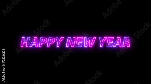 HAPPY NEW YEAR – Neon Sign Text Animation 4K | Glowing Light Effect