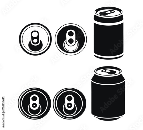 Soda can icon vector illustration black line.. Beverage, sign and symbol soda and juice silhouette. 
