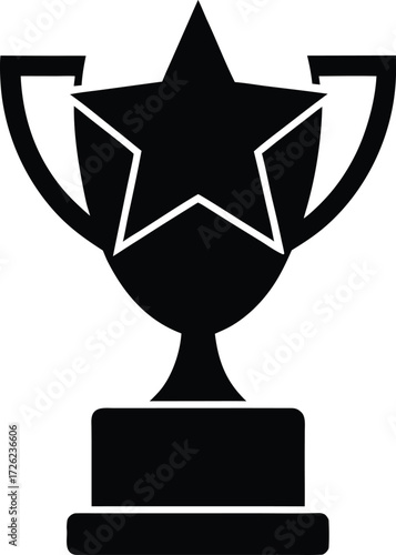 trophy reward with star black silhouette vector on.eps