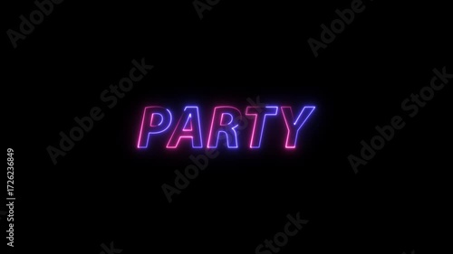 PARTY – Neon Sign Text Animation 4K | Glowing Light Effect