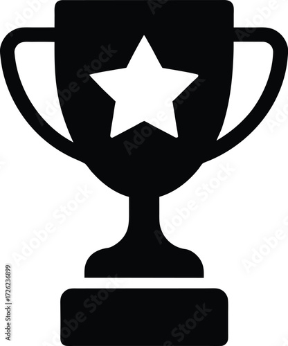 trophy with star victory icon black silhouette vec.eps