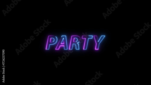 PARTY – Neon Sign Text Animation 4K | Glowing Light Effect