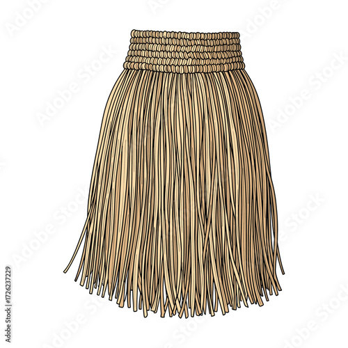 Vector Illustration of Grass Skirt in Organic Style with Natural Brown Colors for Cultural and Artistic Designs