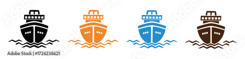 ship icon Line graphics illustration 
