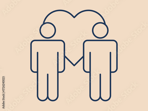 Same sex marriage icon. Social issues problems icon. Simple vector illustration in modern thin line style. Vector illustration.