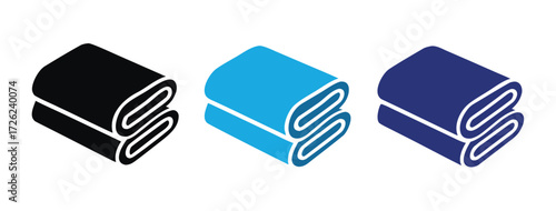 Versatile towel icons in various colors, perfect for spa, bathroom, or hotel branding, offering clean design and modern aesthetic appeal 
