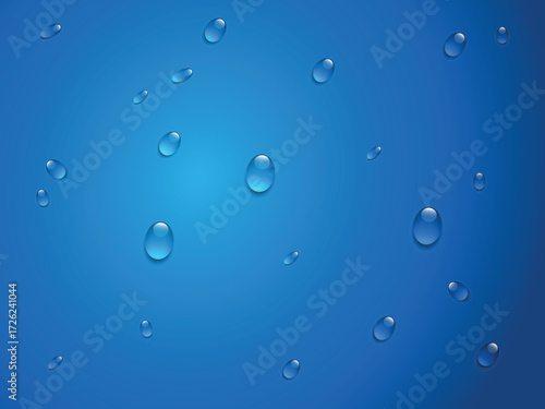 Water drop background vector with clean blue liquid droplets pattern perfect for hydration, freshness, cleanliness, spa, nature and environmental themes