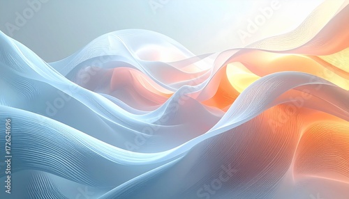 tekstur halus, gradien warna biru dan oranye, kontras harmoni, aliran energi, desain modern, latar belakang artistik, bentuk organik, gerakan fluida, cahaya dan bayangan.d