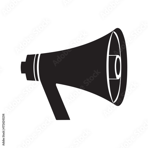 Isolated Black and White Megaphone Icon on White Background Bullhorn