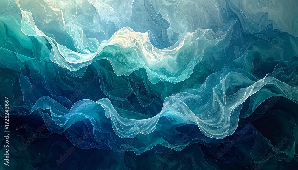 Obraz premium Swirling Abstract Shapes With Gradient Tones of Blue and Teal
