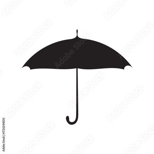 Simple Umbrella Silhouette on a White Background
