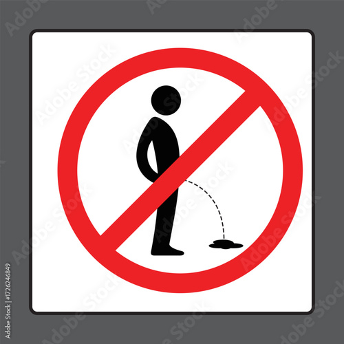 Public peeing prohibition sign. Prohibition of urination. Eps 10 vector illustration.