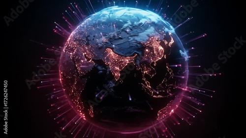 A vibrant digital representation of Earth surrounded by connections.