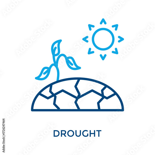 Drought Icon Outline Color Style. Vector Illustration For Graphic Design
